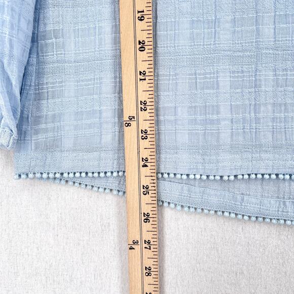 SKIN WORLDWIDE Textured Cotton Gauze Pajama Top Womens 2 Medium Light Blue NEW - Picture 16 of 16